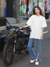 WYKZ純棉短袖T恤女2025年夏季寬松labubu聯(lián)名情侶卡通印花潮打底上衣 159白色 L (建議120-140斤) 曬單實拍圖