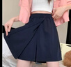 【休閑冰絲】女裝夏季新款大碼闊腿褲裙五分褲短褲寬松顯瘦運(yùn)動(dòng) 藏青色 XL 【建議115-130斤】 曬單實(shí)拍圖