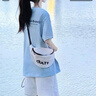 A 21 FUNB初高中生女套裝夏季12-15歲女孩衣服大童女裝青少年女大童夏裝13 藍(lán)色衣服＋褲子 均碼 L【建議96-110斤】 曬單實(shí)拍圖
