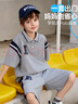 ASK JUNIOR套裝男童2025夏透氣學院風polo衫寬松運動短褲兩件套 灰色 110  曬單實拍圖