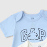 Gap【三件裝】嬰兒2025春季新款純棉小熊logo短袖連體衣兒童裝687137 澈空藍組合 90cm (18-24月)亞洲尺碼 曬單實拍圖