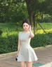 LIZONGXI綠色連衣裙女夏季法式氣質(zhì)小個(gè)子高級感裙子收腰顯瘦無(wú)袖背心短裙 綠色 S 【80-100斤】 曬單實(shí)拍圖