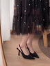 瑜尚臻品法式高跟鞋女不累腳黑色氣質(zhì)包頭涼鞋女2025新款秋冬細跟成年禮 黑色(8厘米)-36 曬單實(shí)拍圖