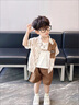 G.DUCKKIDS小黃鴨童裝男童秋裝套裝新款兒童衣服寶寶刺繡小狗外套休閑三件套 黃色 90 建議1~2歲【 80-90cm】cm 曬單實拍圖