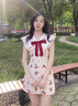 妙奕嘉新品白色連衣裙女裙子夏季2025新款法式純欲夏天小個子女生短裙 娃娃領櫻桃甜美連衣裙 L 【建議95-105斤】 曬單實拍圖