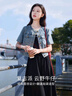 香影藍(lán)色牛仔外套女短款2025夏季新款復(fù)古正肩短袖純棉小個(gè)子上衣 藍(lán)色 XL 170/92A/125-140斤 曬單實(shí)拍圖