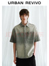 UR夏季新款男裝超寬松漸變暈染短袖牛仔襯衫UML840064 灰綠 L(XL-XXL) 曬單實(shí)拍圖