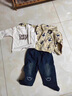 G.DUCKKIDS童裝男童套裝春秋裝1歲男寶寶衣服洋氣兒童套裝外套牛仔褲三件套 米黃色 90 尺碼1~2歲【 80-90cm】cm 曬單實(shí)拍圖