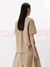 JNBY/江南布衣25夏新品T恤女簡(jiǎn)約捏褶短袖圓領(lǐng)金屬裝飾5P4110750 269/綠卡其 M 曬單實(shí)拍圖