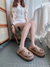 斤慕卡皮巴拉洞洞鞋女士包頭涼拖鞋外穿夏季厚平軟底增高踩屎感沙灘鞋 卡皮巴拉洞洞鞋【棕色】 36-37 正常碼 曬單實(shí)拍圖