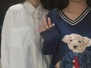 簡(jiǎn)約翻領(lǐng)襯衫女韓系氣質(zhì)疊穿內(nèi)搭小衫寬松休閑通勤長(zhǎng)袖襯衣J845 白色 L 曬單實(shí)拍圖