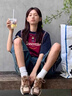 LPOX短袖女上衣t恤女寬松2025夏季新款百搭撞色字母插肩短袖上衣女 酒紅色[優(yōu)質(zhì)款] 高質(zhì)量不起球 M 85-105斤 曬單實(shí)拍圖