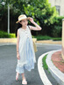 小咕嘟熊女童夏裝兒童夏季連衣裙套裝2025新款洋氣背心吊帶裙夏款兩件套裝 藍(lán)色 130 曬單實(shí)拍圖