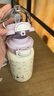 星球小貓保溫杯 一蓋雙飲簡約可愛學生高顏值女便攜提手316不銹鋼 紫星球蝴蝶結小貓保溫杯500ml 杯子 曬單實拍圖