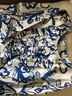 EIN言蠟筆玫瑰印花絲綿圓領(lǐng)浪漫木耳邊抽褶復古上衣女25春季新款 淺藍 S 曬單實(shí)拍圖