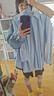 VEGA CHANG條紋襯衫女2025年秋季新款寬松廓形顯瘦刺繡長袖襯衣 圣爾西藍(lán) S 曬單實(shí)拍圖