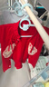 DUUDUU周歲衣服嬰兒短袖連體衣紅色國(guó)風(fēng)夏裝滿月哈衣 刺繡 繁花  59cm  曬單實(shí)拍圖