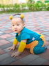 G. DUCKKIDS小黃鴨嬰兒爬行服寶寶拖地爬爬服兒童連體衣服春秋裝懶人擦地薄款 湖藍(lán)無袖9分褲+護(hù)肘 100cm 23斤-26斤 曬單實(shí)拍圖