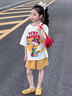 迪士尼（Disney）童裝女童夏裝套裝2025新款洋氣運(yùn)動(dòng)裝兒童衣服女孩卡通印花短袖女 黃色 160 建議13~14歲（150-160cm） 曬單實(shí)拍圖