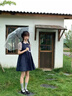 慕瑤雨夏日季新款甜美減齡學(xué)院風(fēng)寬松假兩件格紋拼接娃娃領(lǐng)連衣裙女學(xué)生 藏青色 S 85-95斤 曬單實拍圖