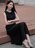 Mandy Zhang赫本風(fēng)法式氣質(zhì)釘珠亮片背心連衣裙女黑色禮服長(zhǎng)款裙子 耀夜石黑 珠片鑲鉆 L 曬單實(shí)拍圖