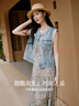 香影牛仔馬甲女2025夏季新款水洗復(fù)古丹寧風(fēng)疊穿圓領(lǐng)休閑無袖上衣 牛仔藍(lán) XL 170/92A/125-140斤 曬單實(shí)拍圖