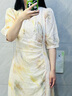Olrain歐芮兒新中式連衣裙女春裝新款國風(fēng)印染立領(lǐng)開(kāi)衩長(cháng)裙 晚香玉 S 曬單實(shí)拍圖
