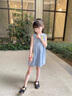 G.DUCKKIDS童裝女童連衣裙夏季2024新款兒童裙子夏天公主裙中小童女孩背心裙 藍色菠蘿 90 (建議身高80-90 1歲半-2歲) 曬單實(shí)拍圖