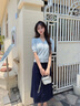 香影a字牛仔半身裙女2025夏裝新款梨形遮胯傘裙中長(zhǎng)款藏青色裙子 藏青 S 155/80A/85-95斤 曬單實(shí)拍圖