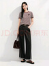 玖姿·安娜蔻miu風(fēng)航海風(fēng)條紋針織短袖T恤女2025夏季新款 條黑白 M 曬單實(shí)拍圖