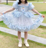 哈羅小黃鴨（G.DUCKKIDS）2025新款夏秋甜美粉色蓬蓬紗短袖連衣裙子冰雪奇緣愛莎同款小 藍(lán)色裙子送頭紗 90 cm 曬單實拍圖