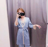 依曼安睡衣女夏季冰絲性感蕾絲五件套薄款吊帶睡裙帶胸墊涼感女士家居服 銀灰五件套 L （95-115）斤 曬單實(shí)拍圖