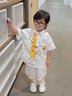 G.duck小黃鴨童裝男童套裝夏季2025新款海綿寶寶兒童衣服男孩襯衣兩件套 白色 100 建議2~3歲【 90-100cm】cm 曬單實(shí)拍圖