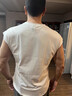 續(xù)點(diǎn)無袖背心男寬松V領(lǐng)毛邊夏棉彈力運(yùn)動(dòng)健身坎肩男寬肩男士無袖t恤男 V白色 XL 碼155-162斤左右寬松版型 曬單實(shí)拍圖