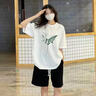 燦圖森系新中式短袖t恤女夏季重磅純棉設計感五分半袖寬松百搭上衣服 白色 L 曬單實(shí)拍圖