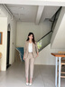 伊婭莎西裝套裝女夏季薄款氣質(zhì)正裝小個子西服外套經(jīng)理職業(yè)裝通勤工作服 卡其色西裝+西褲 L 建議100-110斤 曬單實拍圖