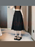 UKUHPK抽繩工裝半身裙女春夏季2024小個(gè)子高腰a字裙中長款大擺傘裙 黑色-優(yōu)質(zhì)版【夏季】 M 86-105斤【正版品質(zhì)】 曬單實(shí)拍圖