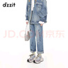 DZZIT地素牛仔印花棉服外套春季百搭涂鴉甜酷少女風(fēng)上衣女 藍色 S 曬單實(shí)拍圖