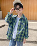哈羅小黃鴨 HAL.DUCK兒童裝男童春裝襯衫2025新款春秋款炸街男孩中大童帥氣春季襯衣潮 綠色 長袖襯衫 110 3-4歲高95-105cm28-34斤 曬單實拍圖