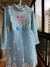 迪士尼冰雪奇緣2愛(ài)莎公主裙女童連衣裙春秋長(cháng)袖愛(ài)沙裙秋冬新款艾莎裙子 艾莎裙藍色(加絨)+斗篷 150 適合身高135-145cm 曬單實(shí)拍圖
