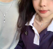 廣萃閣999純銀情侶項鏈一對銀飾品異地戀周年紀念日送男女友情人節禮物 上岸一對【簡(jiǎn)約禮盒】刻字/賀卡 曬單實(shí)拍圖