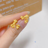 中國(guó)黃金（CHINA GOLD）黃金耳釘女士足金蝴蝶結(jié)鈴蘭花耳釘七夕情人節(jié)禮物送女友老婆 足金蝴蝶鈴蘭花耳釘約4.1g*甄選禮盒 曬單實(shí)拍圖