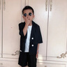 G. DUCKKIDS男童西裝套裝夏季帥氣短袖休閑小童女童小西裝禮服兒童西服三件套 黑色兩件套 90 曬單實(shí)拍圖