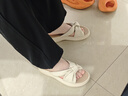 ZHR厚底拖鞋女簡約風蝴蝶結一字半拖鞋女舒適外穿輕便女鞋M599米色37 曬單實拍圖