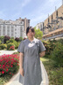 獨(dú)束大碼女裝2025夏季新款改良新中式連衣裙微胖mm收腰顯瘦A字裙 暮云灰 3XL （尺碼：5） 曬單實(shí)拍圖