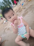 JELLYBABY女童泳衣女寶寶泳裝小兒童小女孩游泳衣兩件套泡溫泉女童分體泳衣 藍(lán)格 (送泳帽) 90 cm 曬單實(shí)拍圖