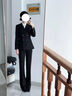 匆蒙黑色西裝西裝女輕奢小西服外套女面試商務(wù)通勤抗皺嗶嘰西裝女百搭 曬單實(shí)拍圖