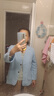夏典素訂女王（SE.PSTP）純亞麻小西裝外套女2024春季薄款休閑棉麻長(cháng)袖西服 天藍色 M【95-115斤】 曬單實(shí)拍圖