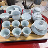 石茗堂汝窯陶瓷冰裂功夫茶具套裝家用輕奢高檔西施泡茶壺茶杯干泡臺(tái)一套 排水碳化盤+豆青汝窯西施壺17入 曬單實(shí)拍圖