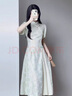 唐菓蜜新中式連衣裙女夏2025新款女裝氣質(zhì)日常改良國風(fēng)少女旗袍裙子夏天 綠色 L 曬單實拍圖